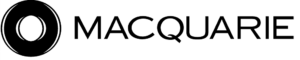 Macquarie logo featuring a bold black circular emblem with a hollow centre on the left, followed by the word "MACQUARIE" in all-uppercase black sans-serif font.